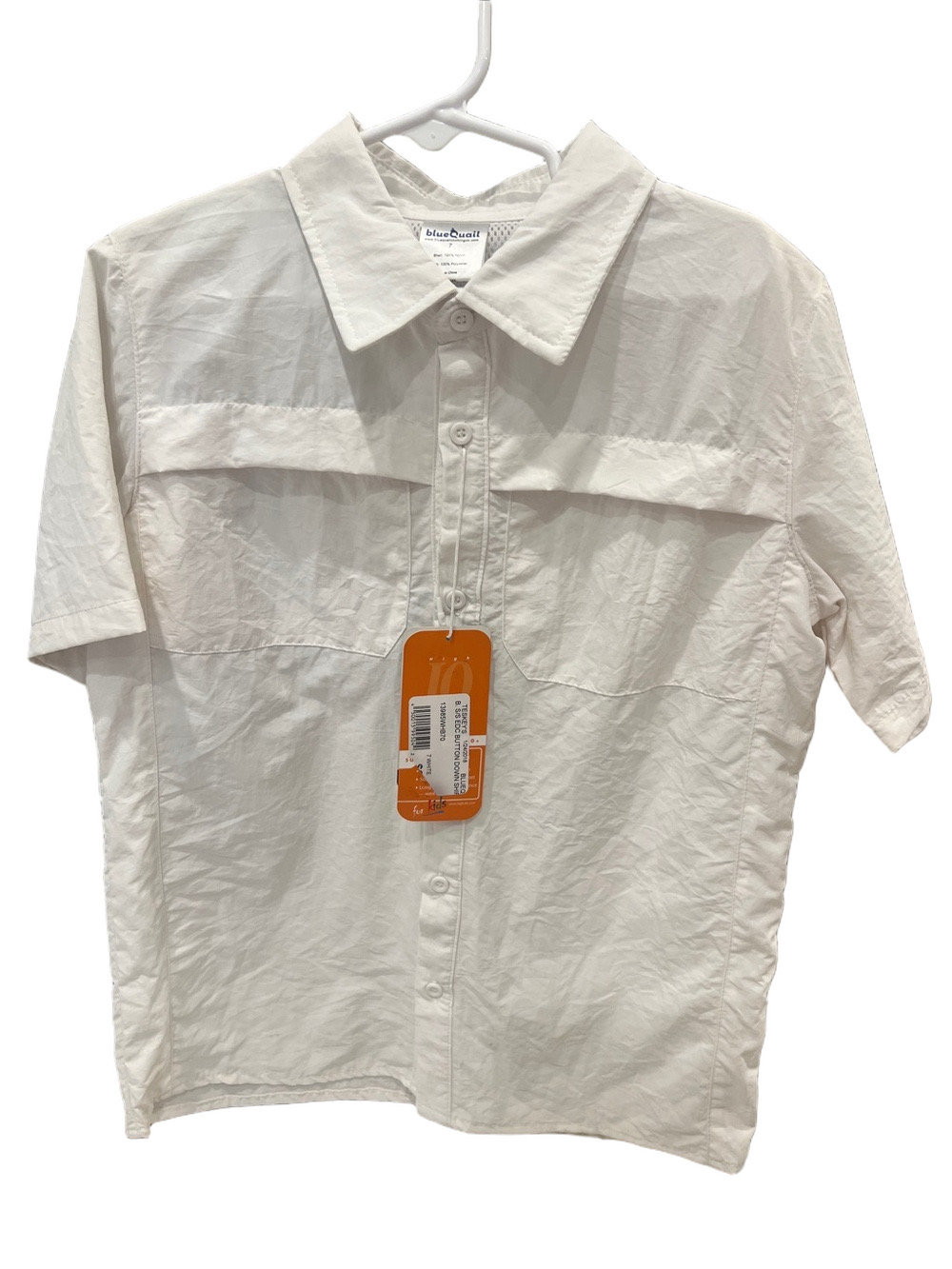 NWT- Blue Quail Size 7 White Short-Sleeve Button-Down Shirt - UPF Sun Protection